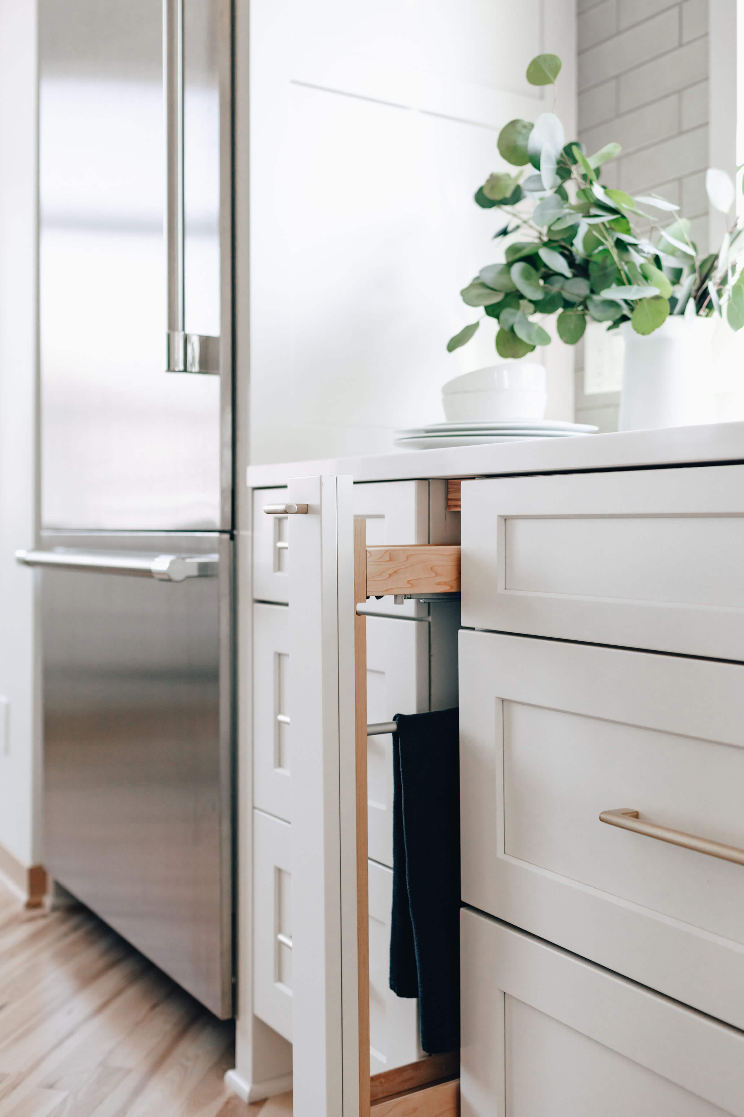 A Pull-Out Towel Rack Cabinet from Dura Supreme Cabinetry