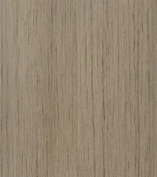 This finish color for exotic Straight Grain Oak veneer kitchen & bath cabinets is shown in the Cashew stained finish by Dura Supreme Cabinetry. A light to medium stain color with a brown-gray undertone with a very consistent grain pattern.