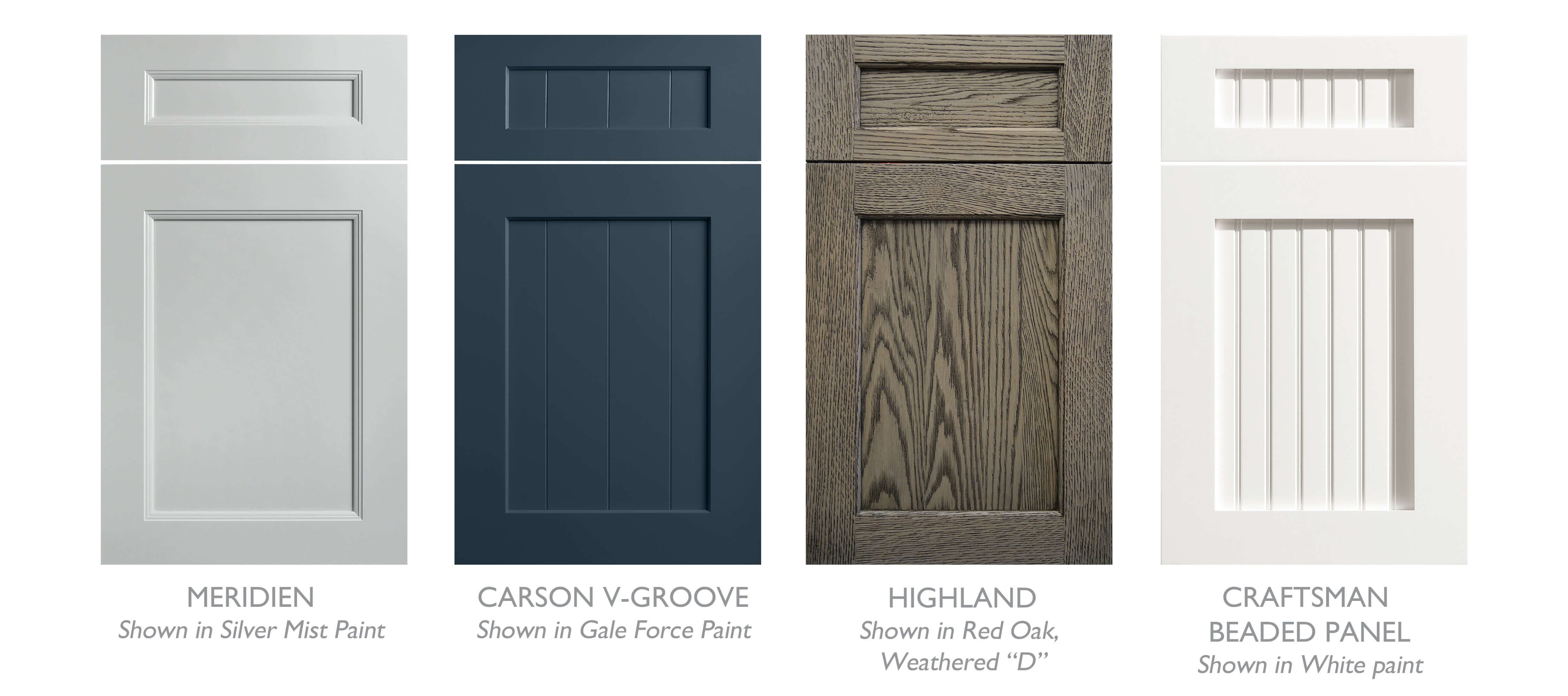 Examples of Nautical style cabinet door styles for kitchen and bath designs.