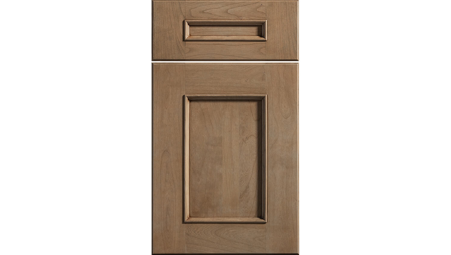 Middleton is a sleek flat panel door style from Dura Supreme with true-brown stain and a warm coffee glazed finish.