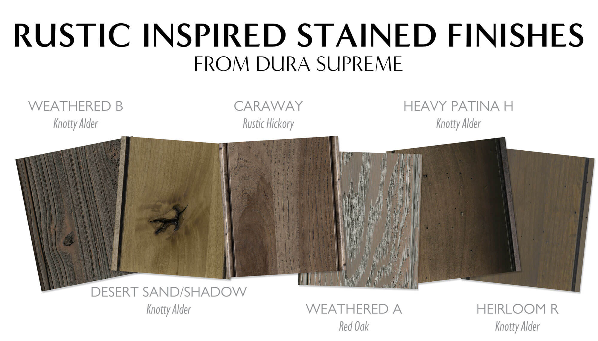 Rustic Style cabinetry stain colors and distressed or aged finish options from Dura Supreme Cabinetry.