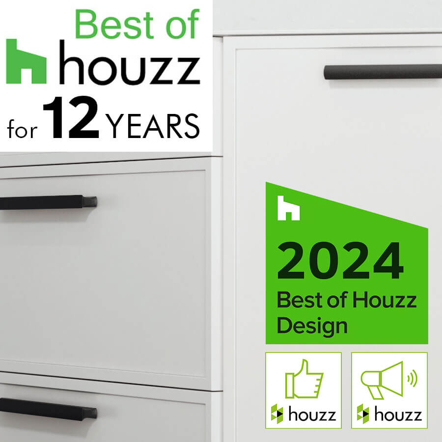 Quality Cabinet Maker, Dura Supreme, awarded Best of Houzz badges for 12 years in a row. Best of Houzz Design Badge. Houzz Influencer Badge. Houzz Recommended Badge.