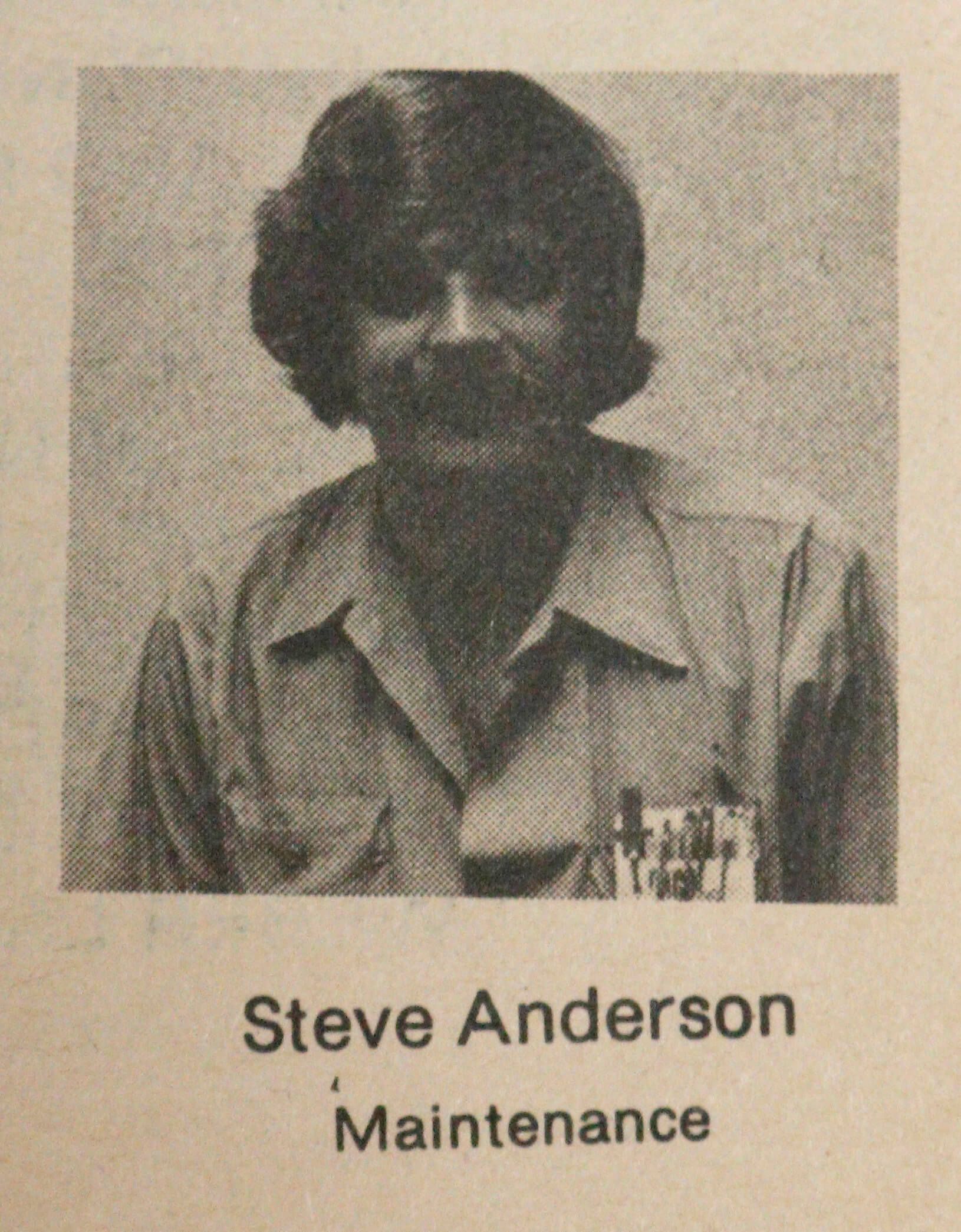 1980 photo of Steve Anderson Facilities Technician who has worked at Dura Supreme Cabinetry for 50 years.