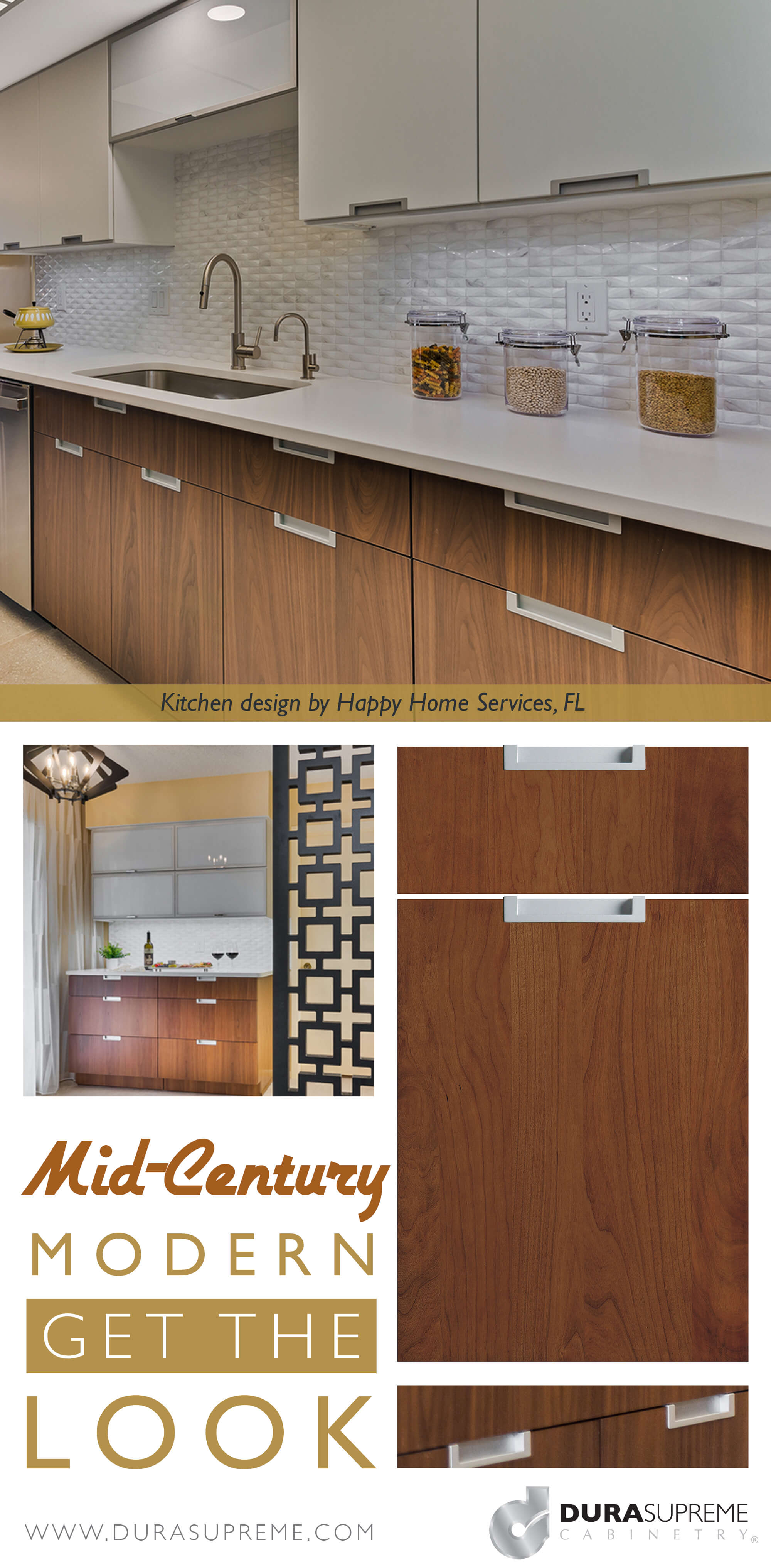 Get the look! Mid-Century Modern Style. Learn how to design a Mid-century Modern kitchen.