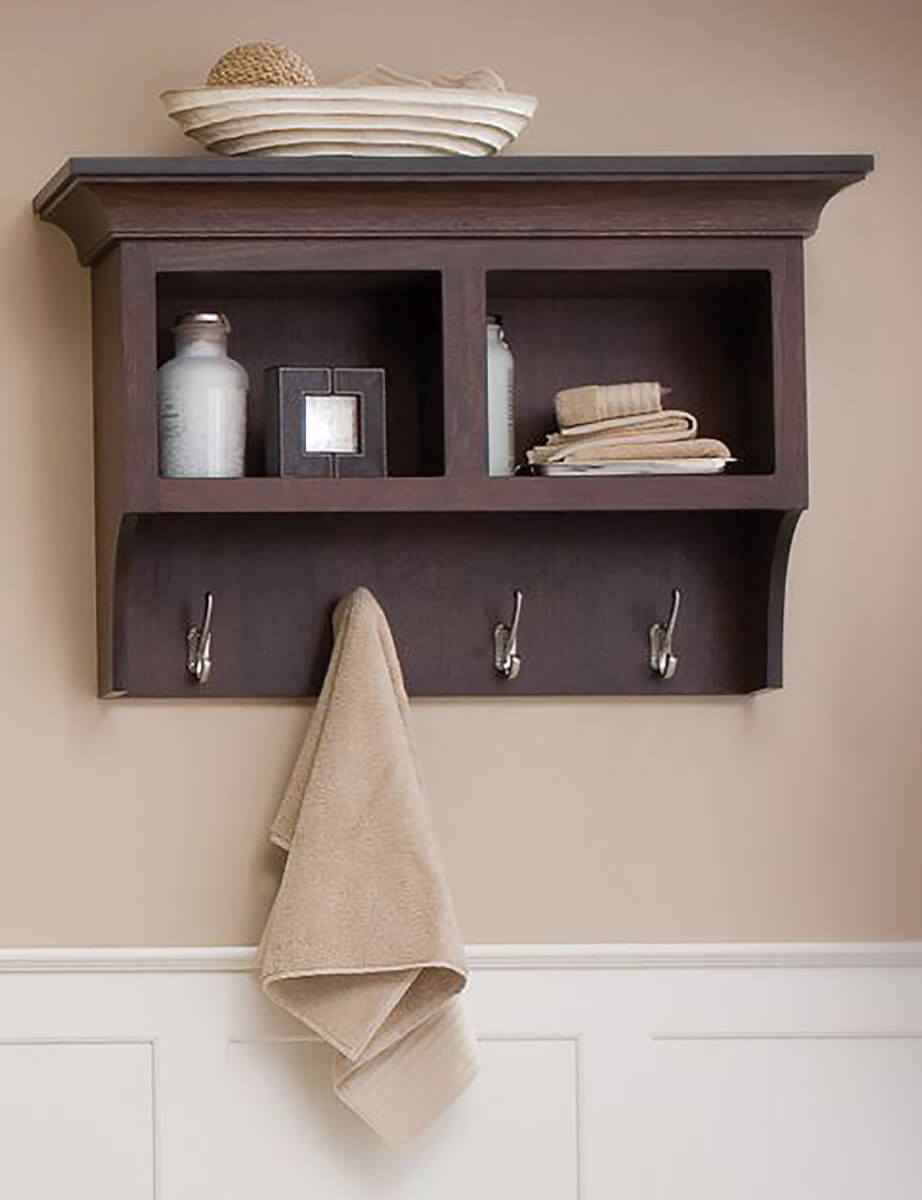 A coat rack shelf for a walk-in closet and master bathroom.
