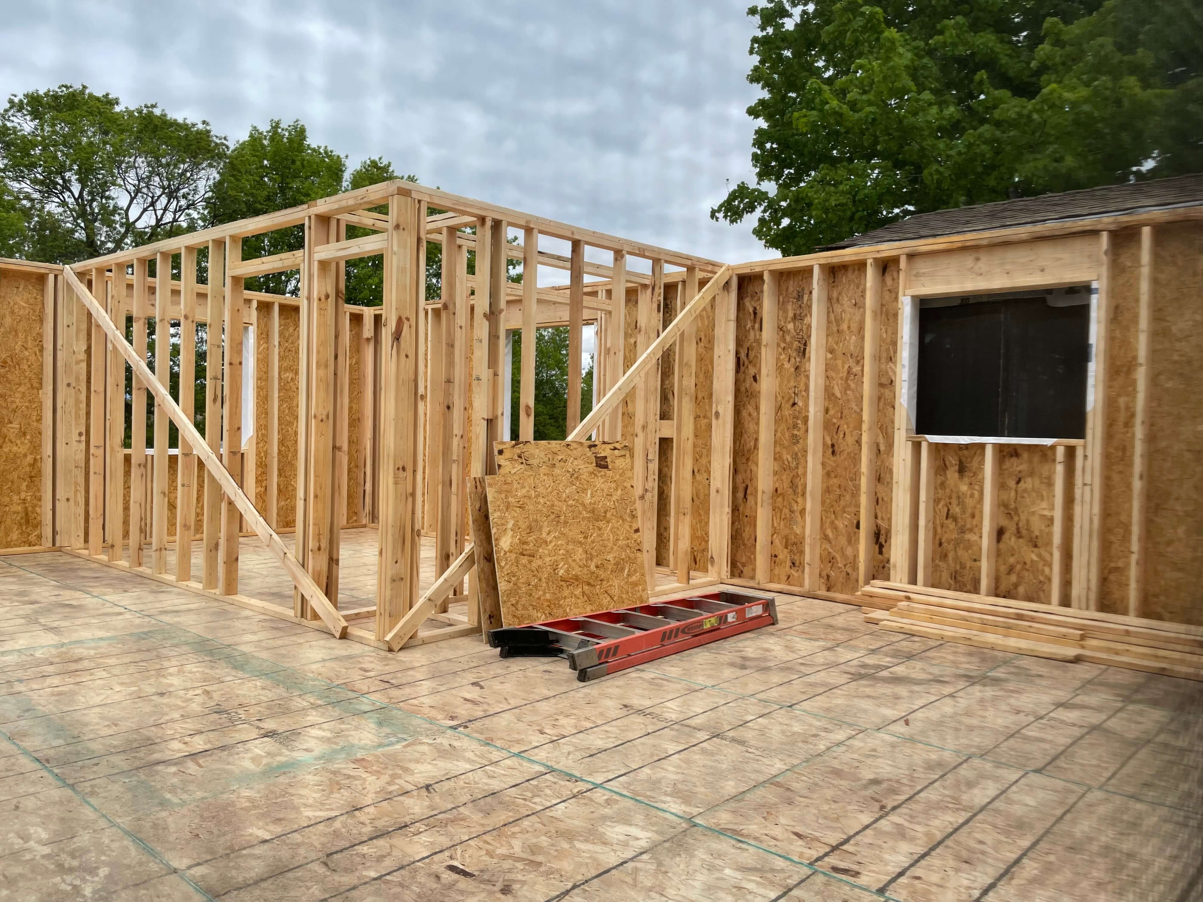 During construction while the added the walls for the new addition.