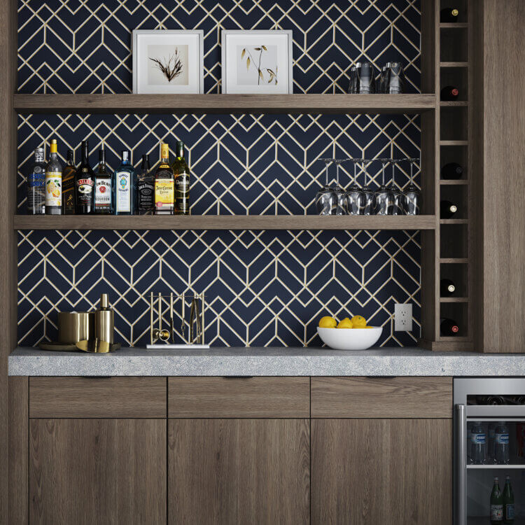 A contemporary kitchen with slab cabinet doors from Dura Supreme Cabinetry.