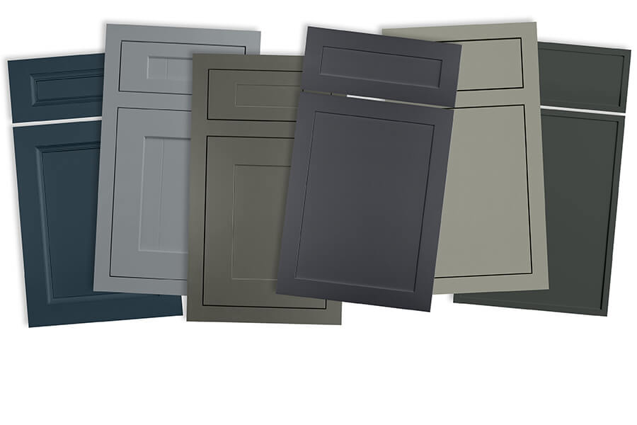Curated Color Collection from Dura Supreme cabinetry featuring the top 6 trending paint colors for kitchen & bath cabinets.