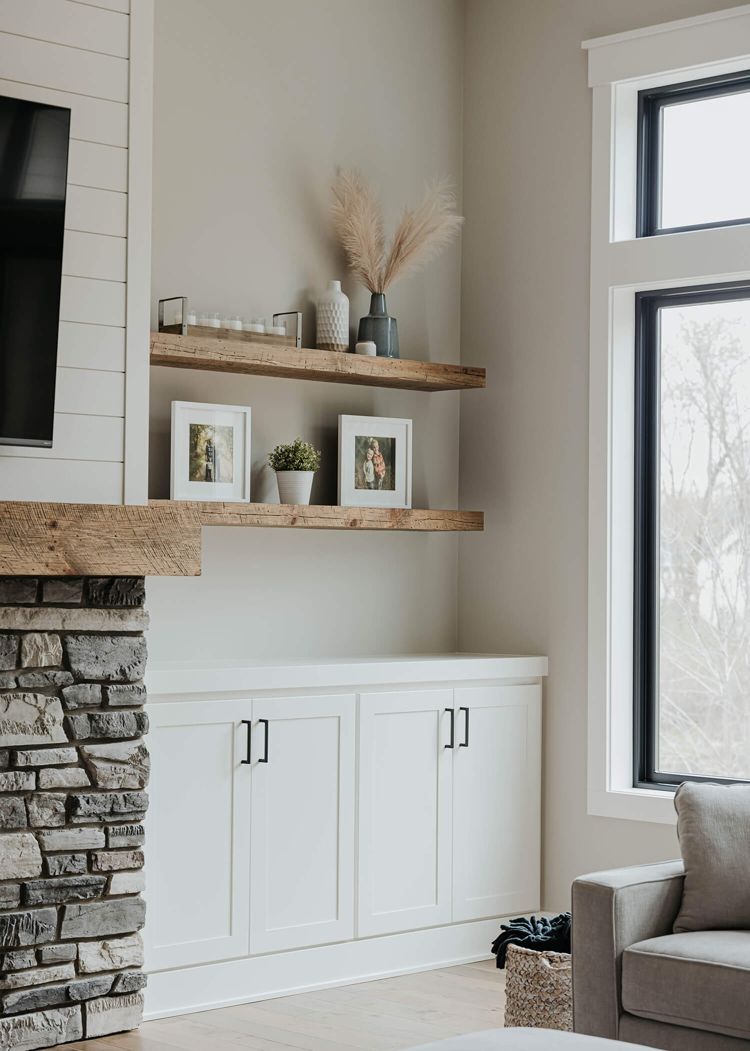 Built in media cabinet top