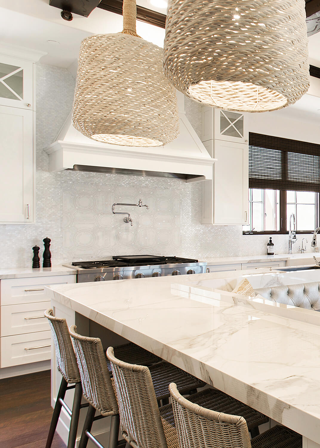 A bright, white and coastal styled kitchen design.