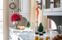 A beautiful kitchen decorated for the holidays featuring Dura Supreme Cabinetry.