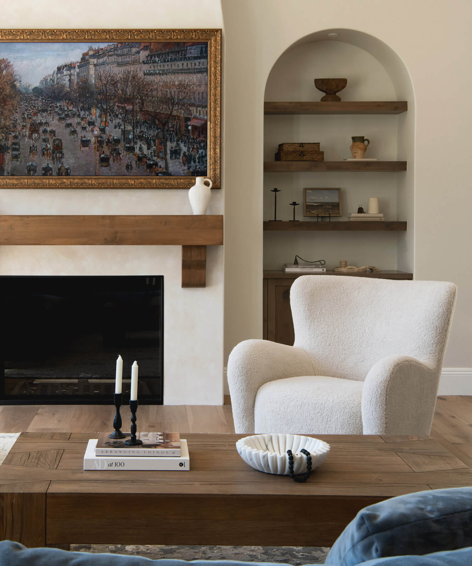 With an emphasis on comfort, heritage-inspired details, and lived-in textures, this family home is a Mediterranean oasis. This stunning Mediterranean inspired home features Dura Supreme’s Hudson shaker door style in a combination of the “Cashew” stain on Knotty Alder