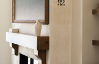 A minimalist Mediterranean style fireplace.