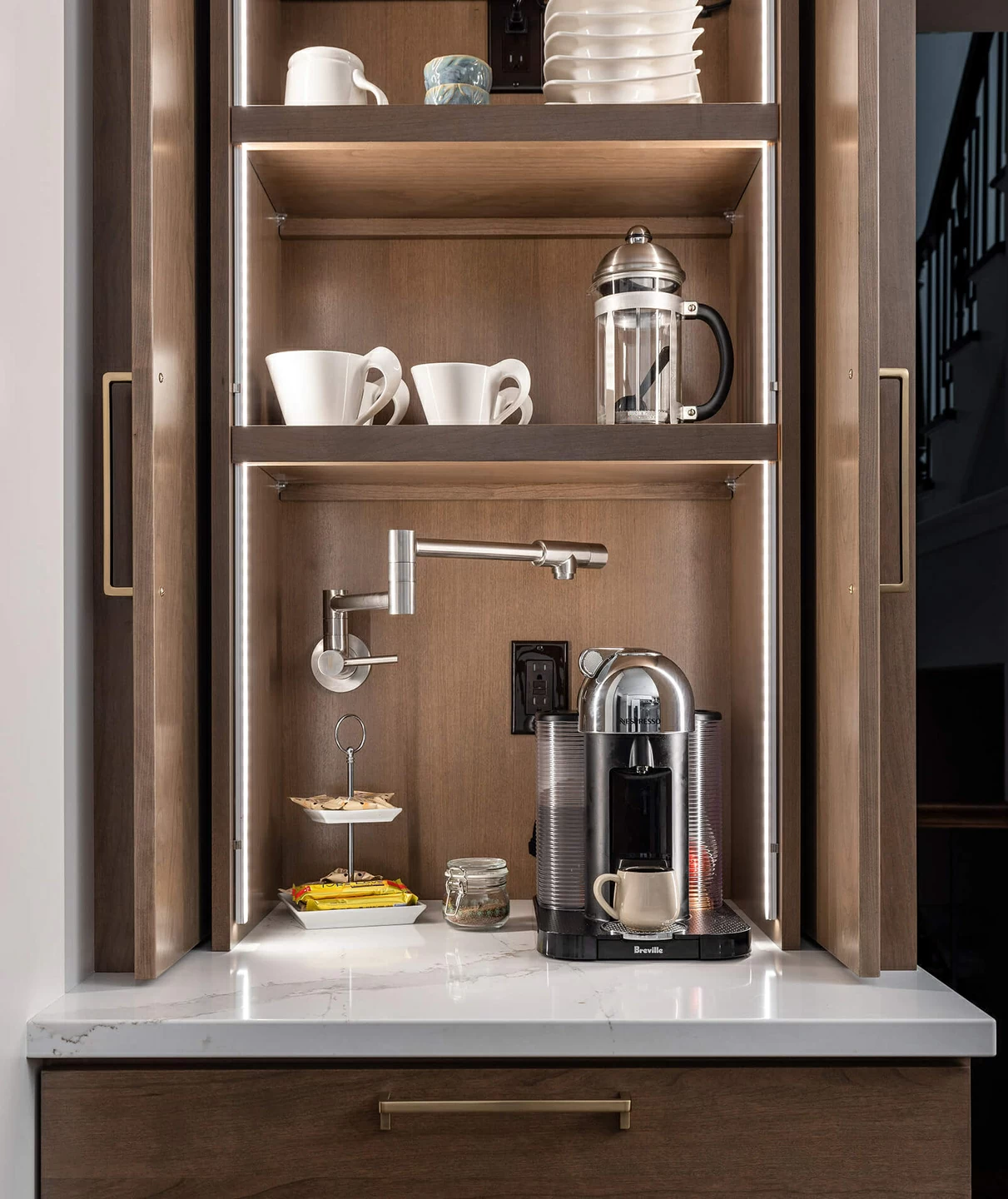 Pocket Doors & Integrated Lighting (Beverage Center)