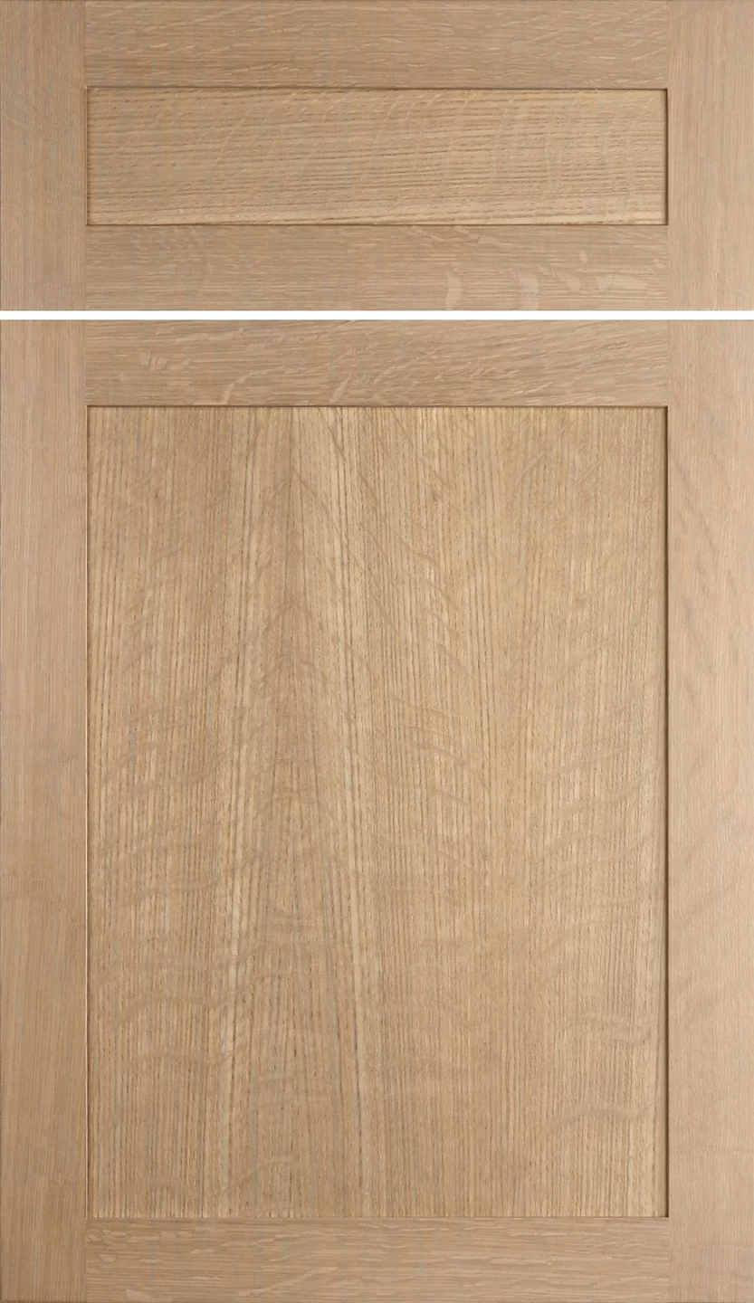 A modern skinny shaker door style with thin, shallow rails and stiles shown in a 