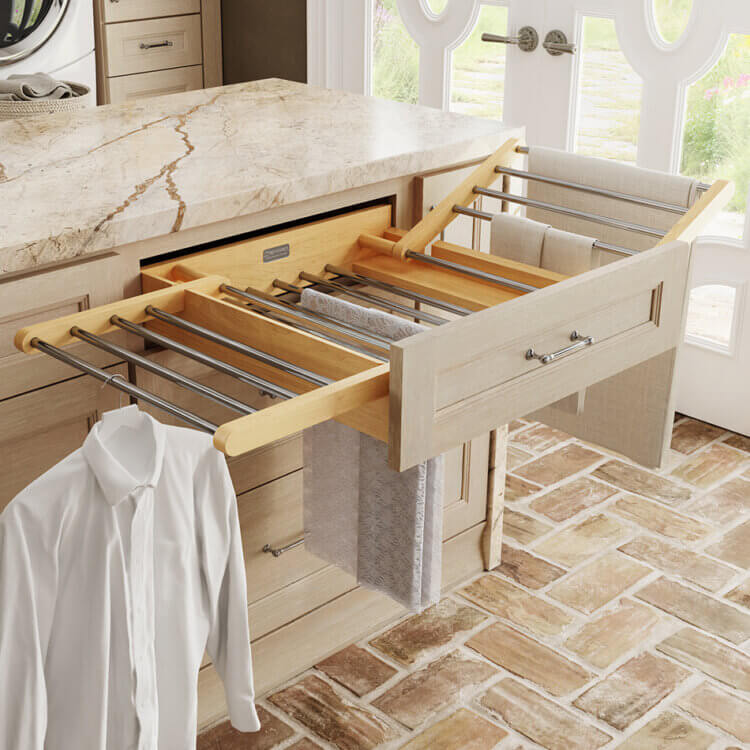 Discover new products from Dura Suprem Cabinetry like this laundry room storage accessory.