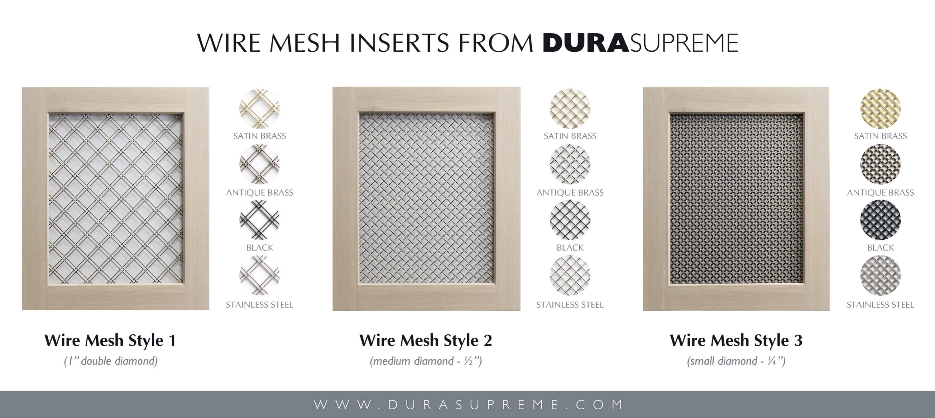 Wire Mesh Insert Styles and Colors from Dura Supreme.